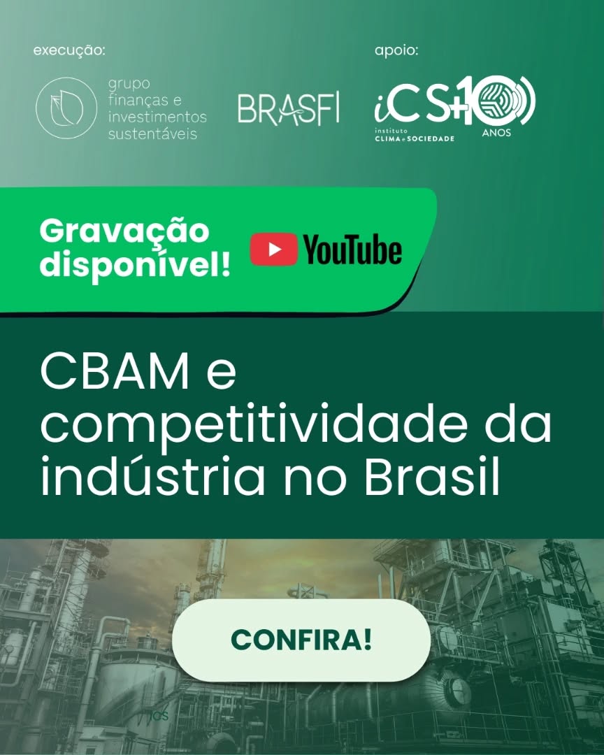 🚨 Já está no ar!
A gravação do webinar “CBAM e competitividade da indústria no Brasil” já está disponível no YouTube!

Foi uma discussão riquíssima sobre os impactos do Mecanismo de Ajuste de Carbono de Fronteira (CBAM) da União Europeia, suas implicações e perspectivas (otimistas!) para a indústria brasileira.

💡 Se você não conseguiu acompanhar ao vivo ou quer rever os destaques, não perca: https://www.youtube.com/watch?v=MYWvMFtR8FU